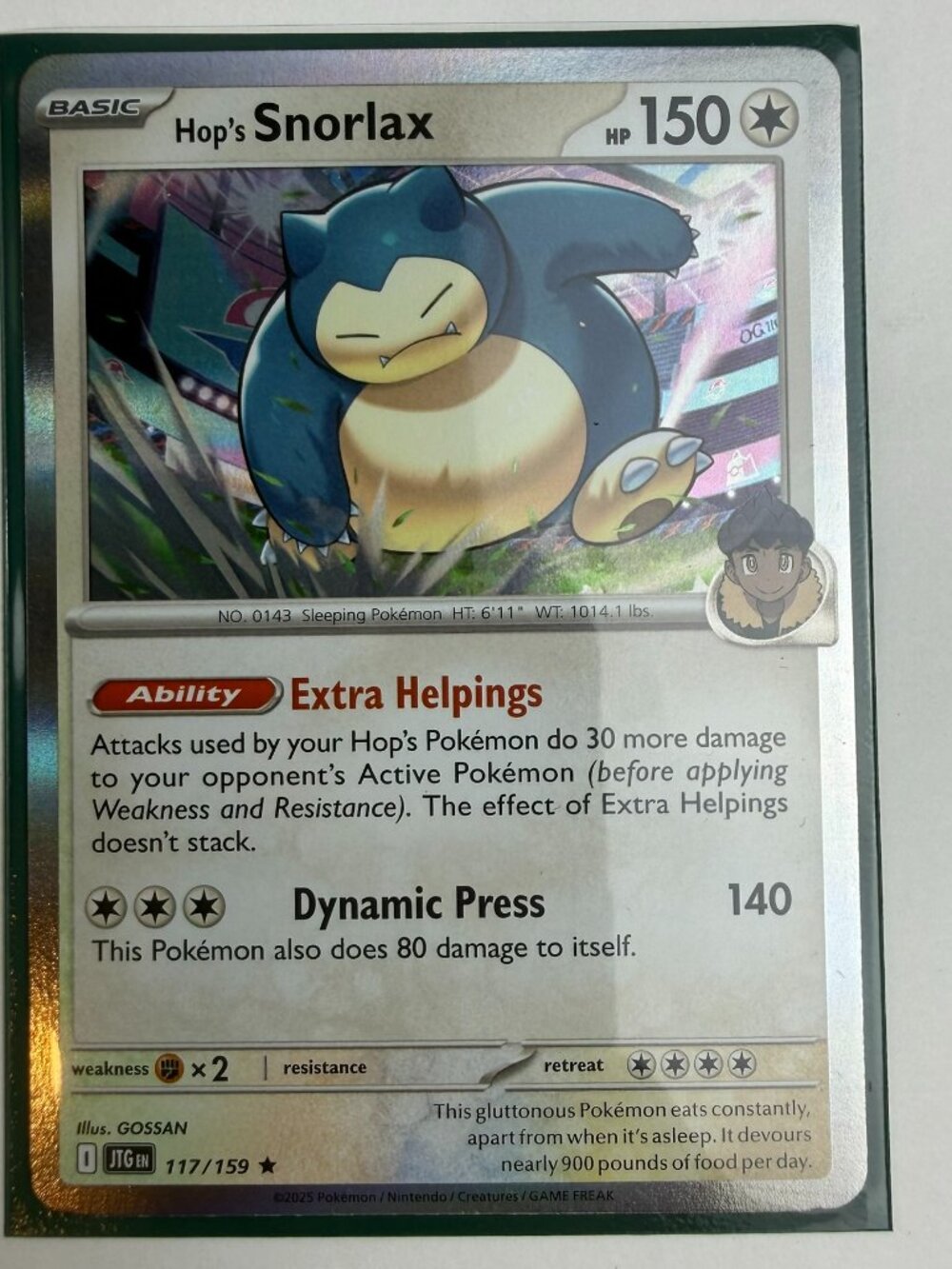 Hop's Snorlax Journey Together Holo Pokémon TCG 117/159 Scarlet & Violet Rare NM